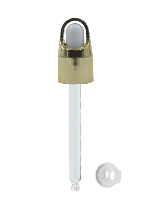 18/410 MM Basket Dropper - Gold -With Glass Tube And Teat - White